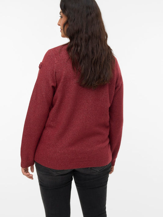 VMCROSE - Strikbluse med Blomster