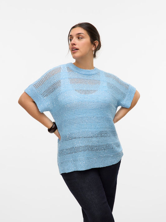 Kortermet bluse med striper