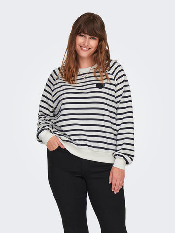 CARJUDY L/S STRIPE HEART SWEATSHIRT