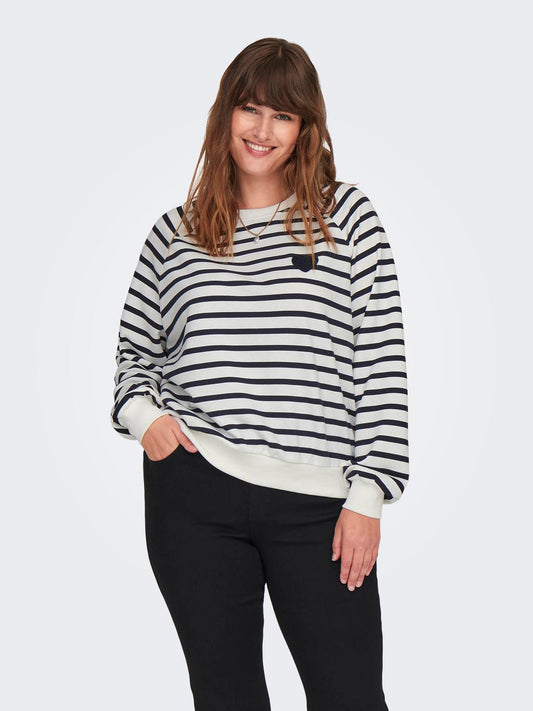 CARJUDY L/S STRIPE HEART SWEATSHIRT