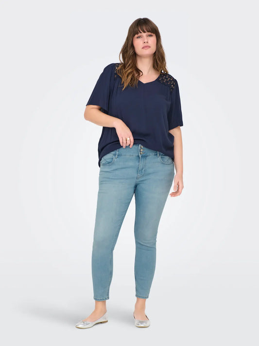 CARANNA - Højtaljet Ankel Jeans - Noos