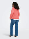 CARGEENA - Strik med V-hals - Coral & Navy