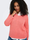 CARGEENA - Strik med V-hals - Coral & Navy