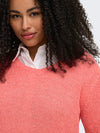 CARGEENA - Strik med V-hals - Coral & Navy