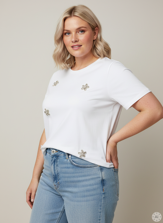 CARLENE - Hvit Seashell T-skjorte