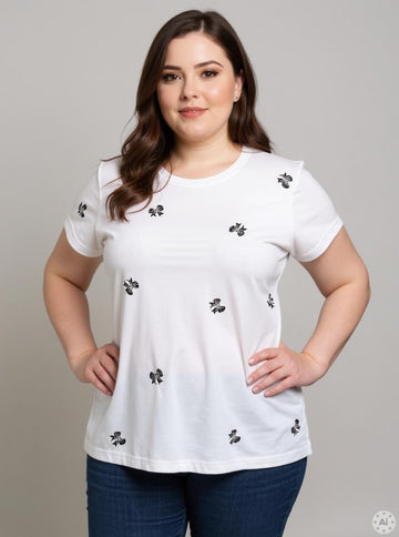 CARMILDA - Kortærmet T-shirt med Broderier