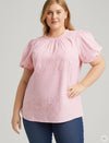 BLUSE MED KORTE PUFFERMER