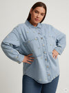 CARCASSIE - Oversize Denim Skjorte/jakke med Broderi
