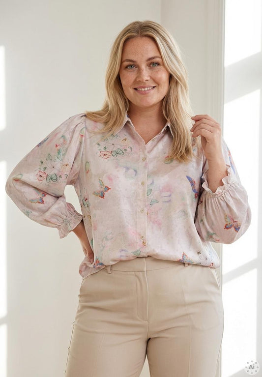 Ox63283 - Bluse med puffermer