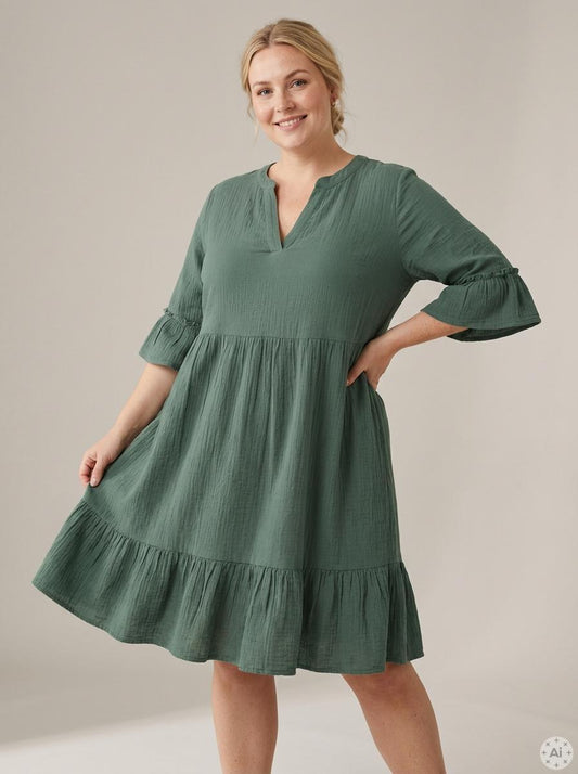 CarThyra - 3/4 Peplum Kjole