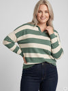 CarMeddie - Stribet Strikbluse med Krave