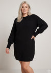 OxKnitted Dress O neck and LS Balloon