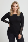 Ox62092 - Jersey Bluse med Blonde