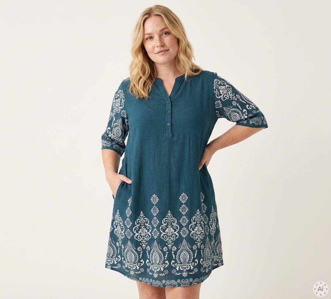 Blå plus size kjoler