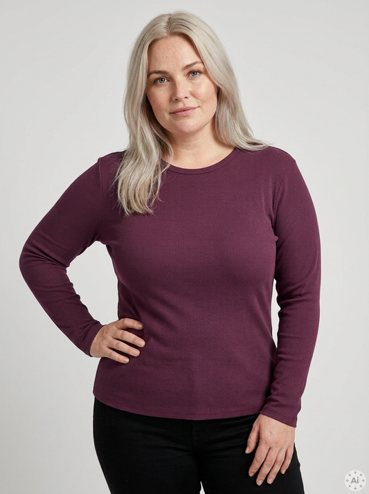 CARVAL - Langærmet Rib Bluse - NOOS