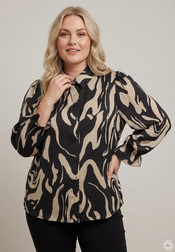 Ox63170 - Bluse med Pufærmer