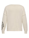 CarPetra - Strikbluse med Broderet Blomst