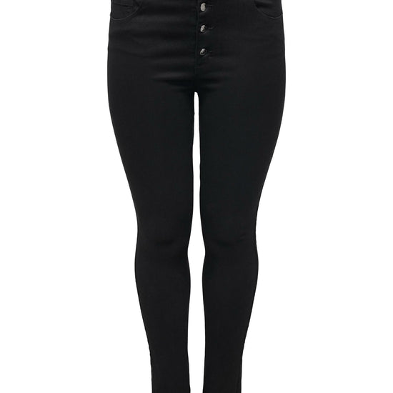 Sort jeans med høj talje og knaplukning fra Carmakoma.-Pluspige
