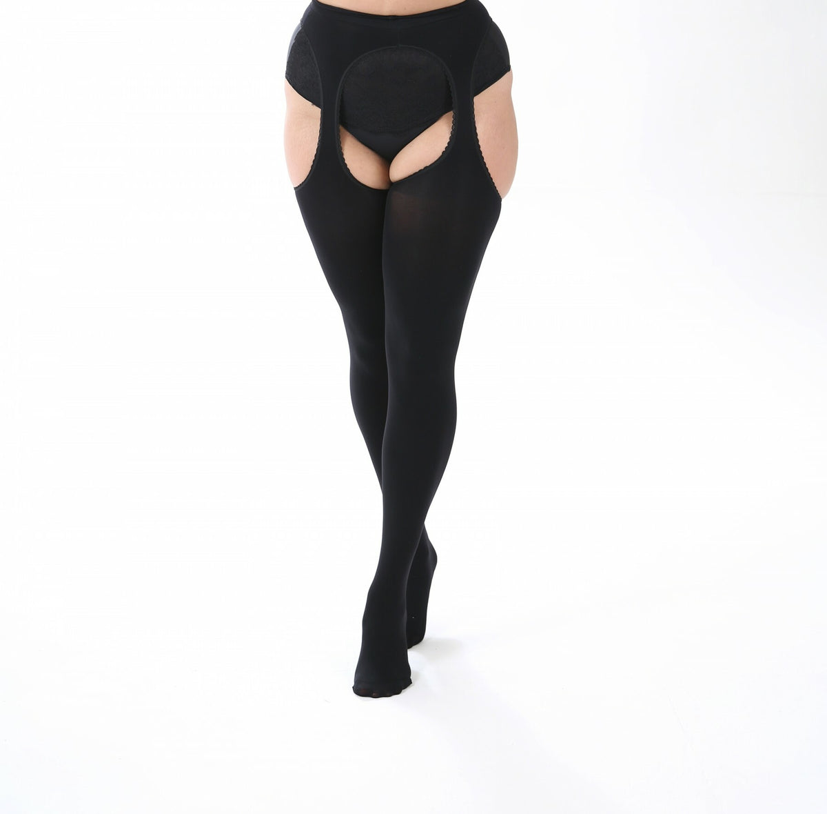Bodyfree strømpebukser med strømpeholder-look fra Pamela Mann.-Pluspige