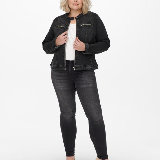 Forvaskede jeans med høj talje fra Carmakoma-Pluspige
